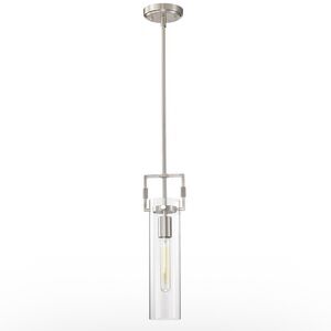 1-Light Kitchen Pendant Light with Clear Cylinder Glass Shade